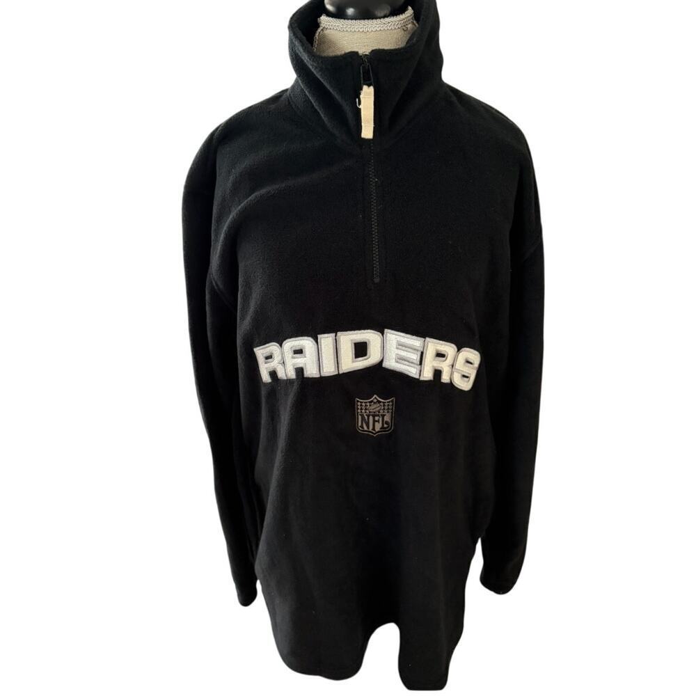 NFL Raiders Black Fleece 1/4 Zip Pullover – Size Large – Warm & Cozy